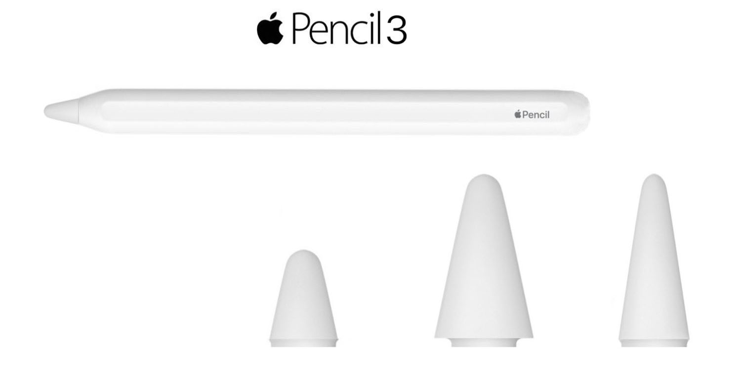 Apple Pencil 3 | Render with three interchangeable tips